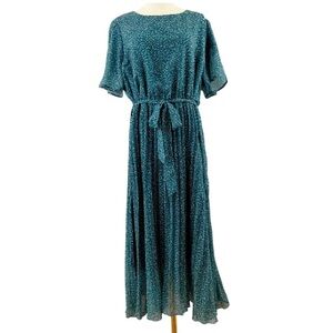 Baltic Born Teal Blue Prim Pleated Midi Dress – Size 2X